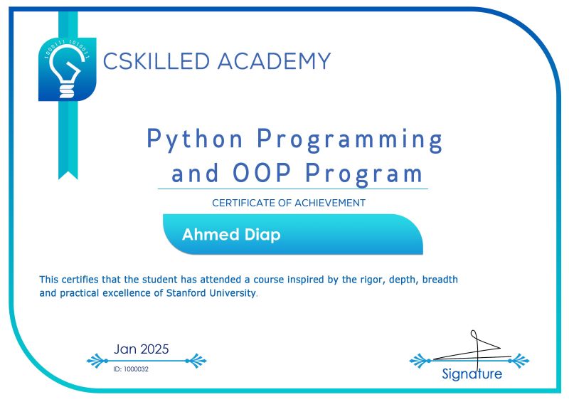 Python and OOP Certificate